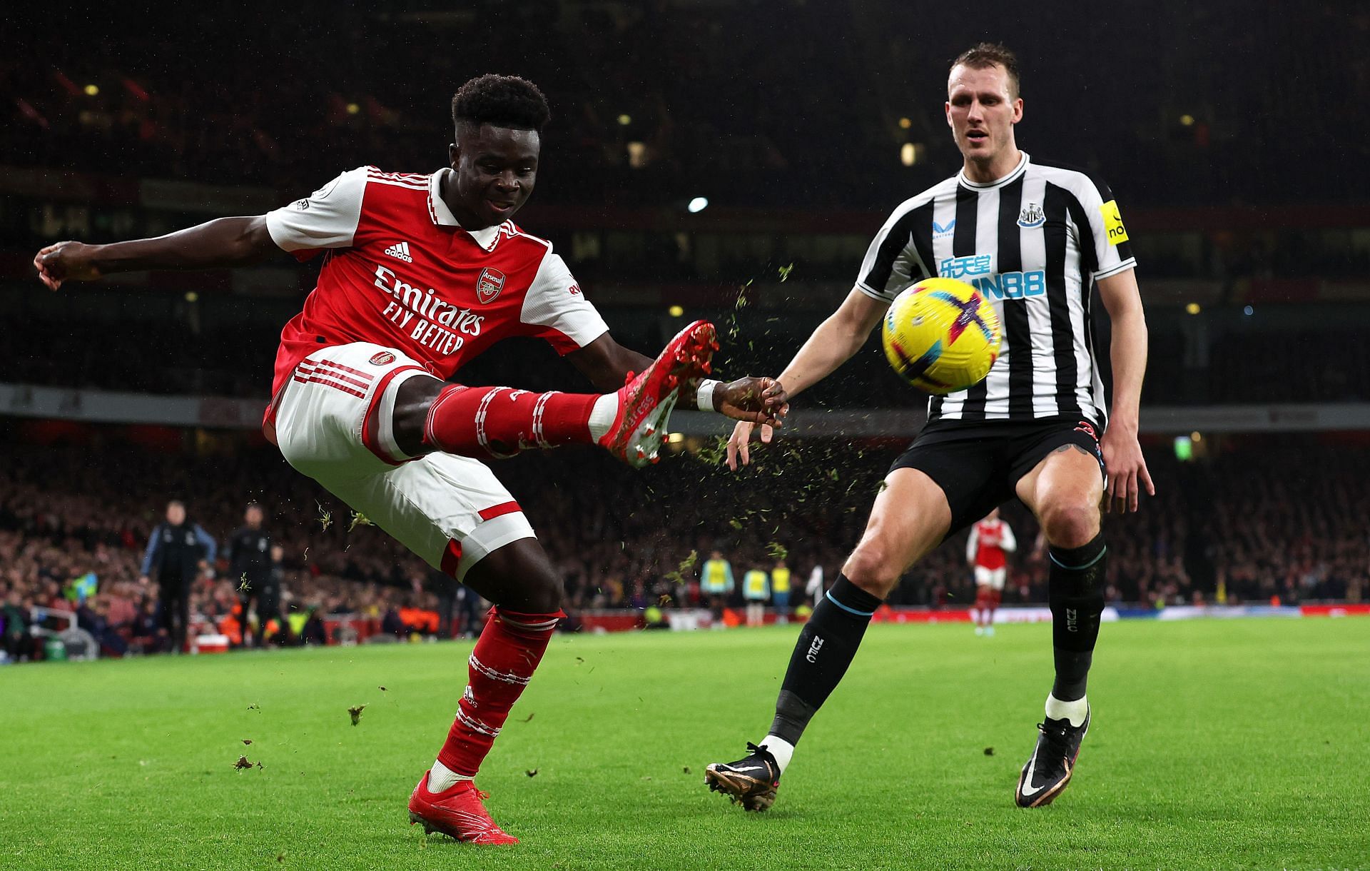 Bukayo Saka (left) has lit up the Emirates this season.